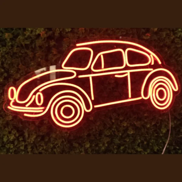 Retro Vosvos Kaplumbağa Led Neon Tabela - Klasik Araba Duvar Dekoru