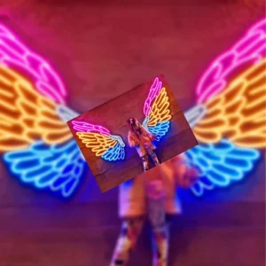 Melek Kanadı Şeklinde Çok Renkli Led Neon Tabela