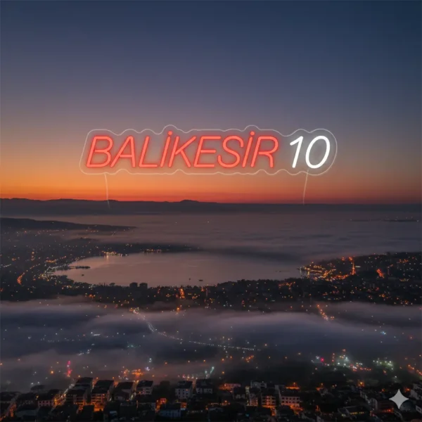 Balıkesir 10 Led Neon Tabela - Şehir Temalı Dekoratif Aydınlatma