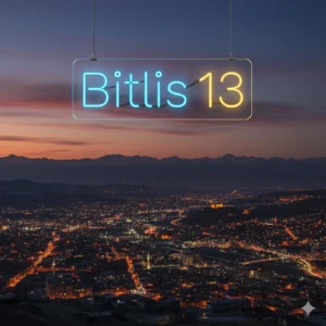 Bitlis 13 Yazılı Turkuaz ve Sarı Renkli Led Neon Tabela