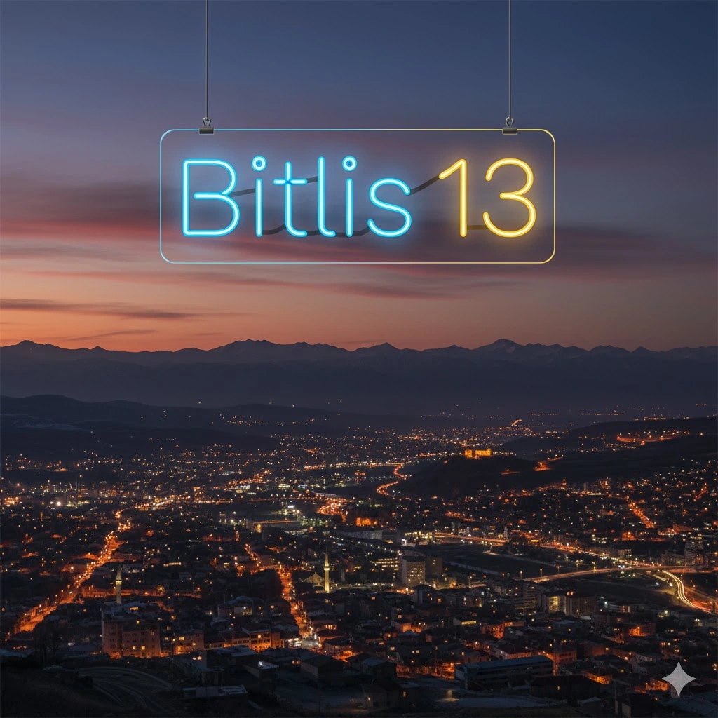 Bitlis 13 Yazılı Turkuaz ve Sarı Renkli Led Neon Tabela