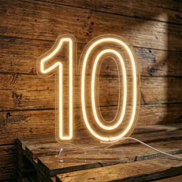 Sayı 10 Led Neon Tabela – Dekoratif Rakam Serisi