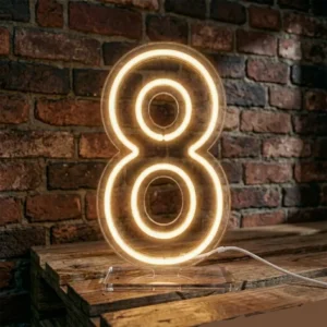 Sayı 8 şeklinde dekoratif gün ışığı renkli LED neon rakam tabela.