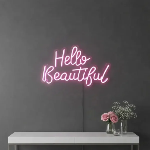 Hello Beautiful Led Neon Yazısı - Dekoratif Işıklı Tabela