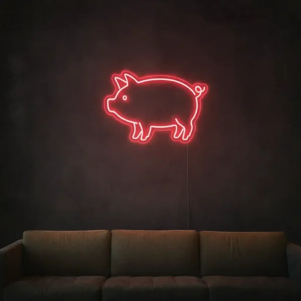 Led Neon Domuz Tabela - Özel Tasarım