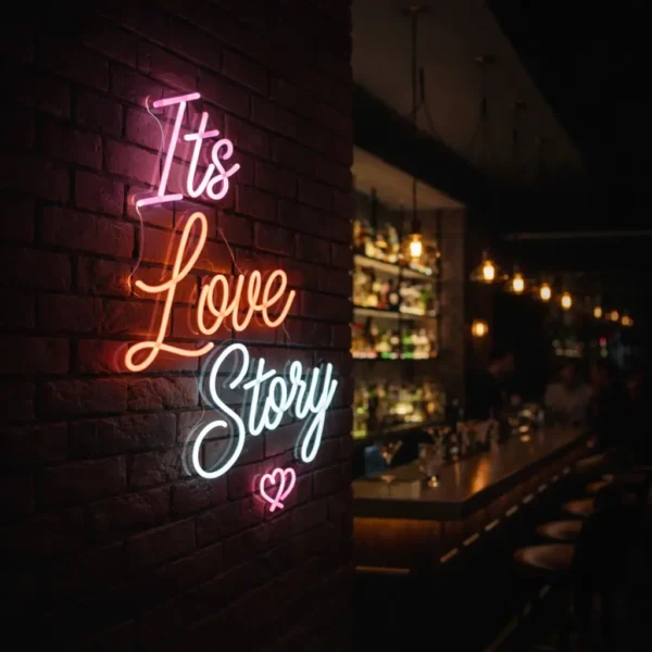 Its Love Story Led Neon Yazısı - Romantik Dekoratif Tabela